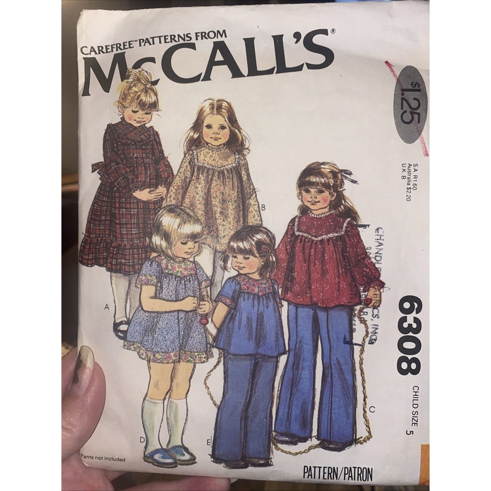 Vintage 1970s McCalls 6308 Sewing Pattern Child Size 5 Dress Top Cut Complete